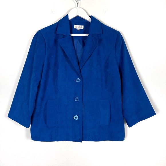 Northern Reflections Royal Blue Microsuede Blazer Large - Picture 1 of 8